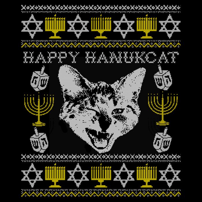 Happy Hanukcat Hannukah Jewish Cat Ugly Christmas Sweater Gift Impact Tech Backpack