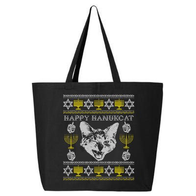 Happy Hanukcat Hannukah Jewish Cat Ugly Christmas Sweater Gift 25L Jumbo Tote