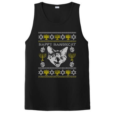 Happy Hanukcat Hannukah Jewish Cat Ugly Christmas Sweater Gift PosiCharge Competitor Tank