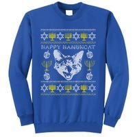 Happy Hanukcat Hannukah Jewish Cat Ugly Christmas Sweater Gift Tall Sweatshirt