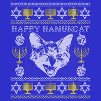 Happy Hanukcat Hannukah Jewish Cat Ugly Christmas Sweater Gift Womens T-Shirt