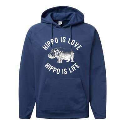 Hippos Hippopotamus Hippos Pygmy Hippopotamus Hippopotamus Gift Performance Fleece Hoodie