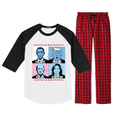 Hope Hate Heal Grow Political Leaders Art Raglan Sleeve Pajama Set