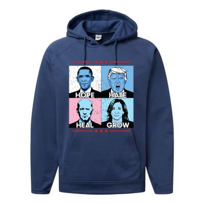 Hope Hate Heal Grow Political Leaders Art Performance Fleece Hoodie