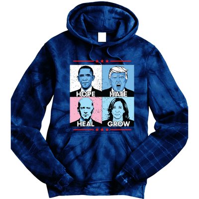 Hope Hate Heal Grow Political Leaders Art Tie Dye Hoodie