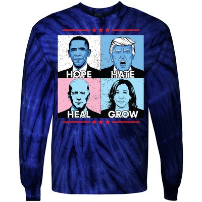 Hope Hate Heal Grow Political Leaders Art Tie-Dye Long Sleeve Shirt