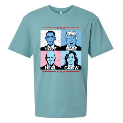 Hope Hate Heal Grow Political Leaders Art Sueded Cloud Jersey T-Shirt