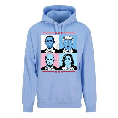 Hope Hate Heal Grow Political Leaders Art Unisex Surf Hoodie