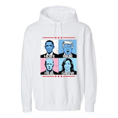 Hope Hate Heal Grow Political Leaders Art Garment-Dyed Fleece Hoodie