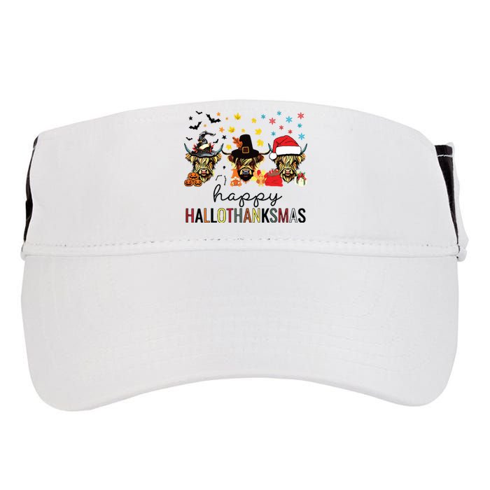 Happy Hallothanksmas Highland Cow Halloween Christmas Adult Drive Performance Visor