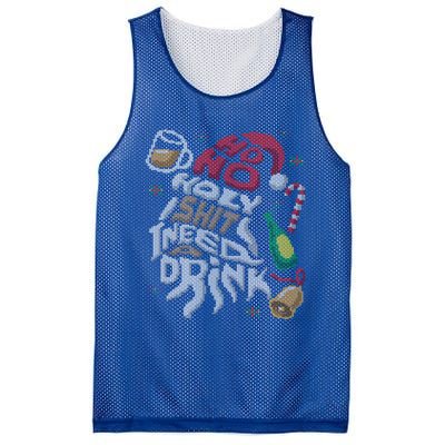 Ho Ho Holy Shit I Need A Beer Ugly Christmas Sweater Funny Gift Mesh Reversible Basketball Jersey Tank