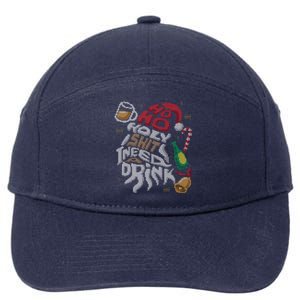 Ho Ho Holy Shit I Need A Beer Ugly Christmas Sweater Funny Gift 7-Panel Snapback Hat