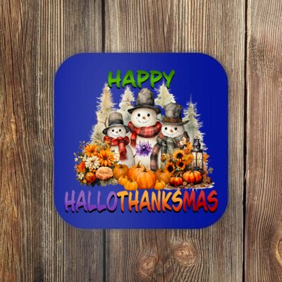 Happy Hallothanksmas Holidays Design Gift Coaster