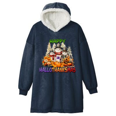 Happy Hallothanksmas Holidays Design Gift Hooded Wearable Blanket