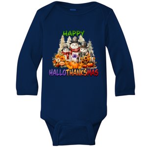 Happy Hallothanksmas Holidays Design Gift Baby Long Sleeve Bodysuit