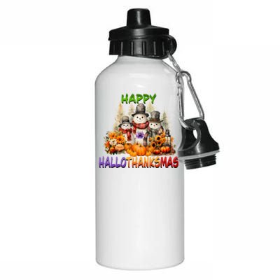 Happy Hallothanksmas Holidays Design Gift Aluminum Water Bottle