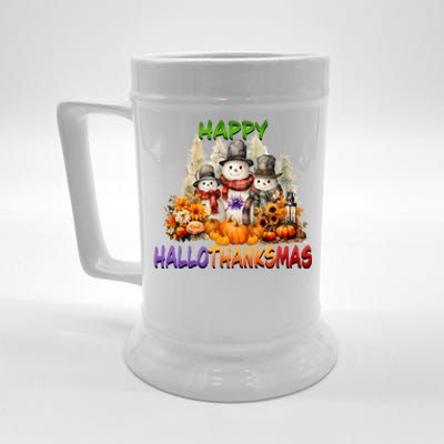 Happy Hallothanksmas Holidays Design Gift Beer Stein