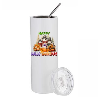 Happy Hallothanksmas Holidays Design Gift Stainless Steel Tumbler