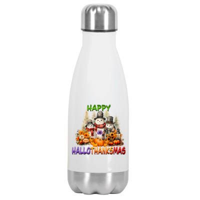 Happy Hallothanksmas Holidays Design Gift Stainless Steel Insulated Water Bottle