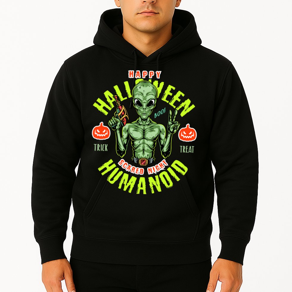 Happy Halloween Humanoid Alien Trick Or Treat Hoodie
