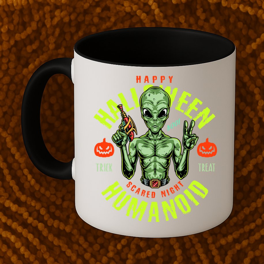Happy Halloween Humanoid Alien Trick Or Treat Mug