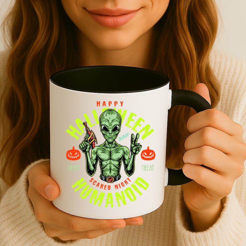 Happy Halloween Humanoid Alien Trick Or Treat Mug