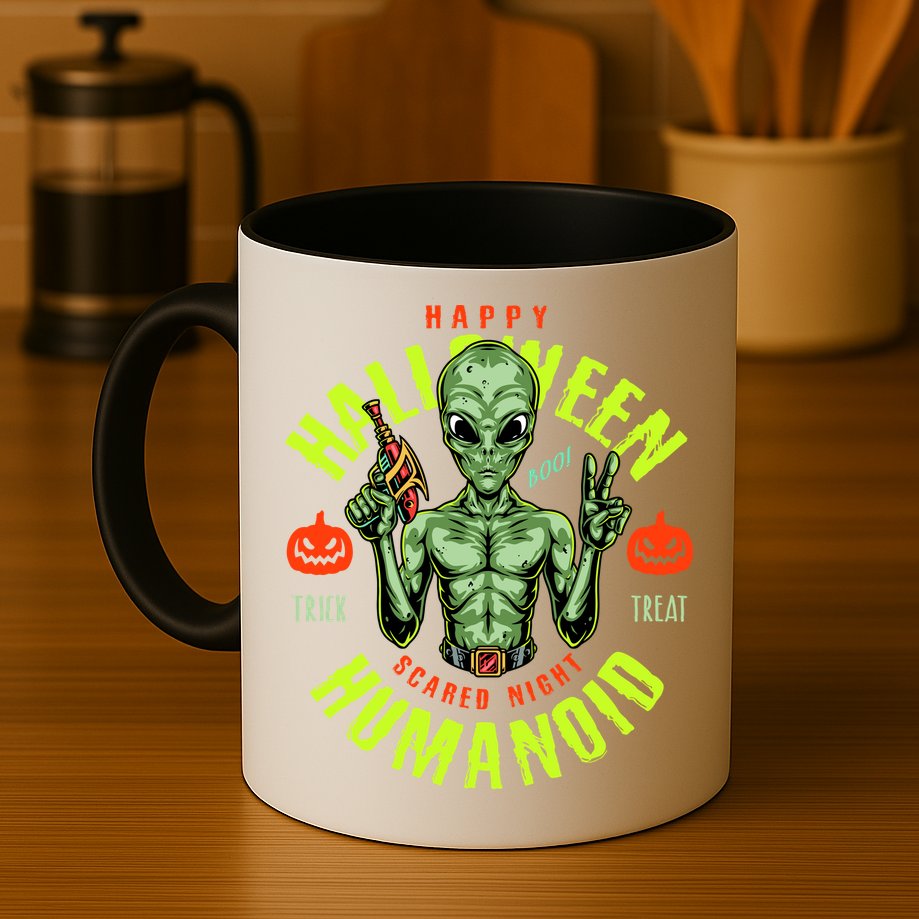 Happy Halloween Humanoid Alien Trick Or Treat Mug