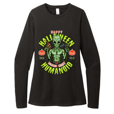 Happy Halloween Humanoid Alien Trick Or Treat Womens CVC Long Sleeve Shirt