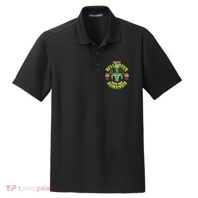 Happy Halloween Humanoid Alien Trick Or Treat Dry Zone Grid Polo