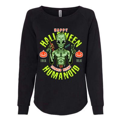 Happy Halloween Humanoid Alien Trick Or Treat Womens California Wash Sweatshirt