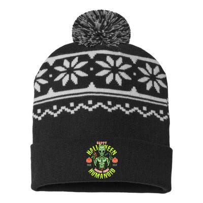 Happy Halloween Humanoid Alien Trick Or Treat USA-Made Snowflake Beanie