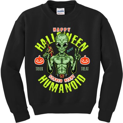 Happy Halloween Humanoid Alien Trick Or Treat Kids Sweatshirt