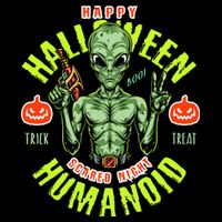 Happy Halloween Humanoid Alien Trick Or Treat Wool Snapback Cap
