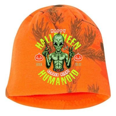 Happy Halloween Humanoid Alien Trick Or Treat Kati - Camo Knit Beanie