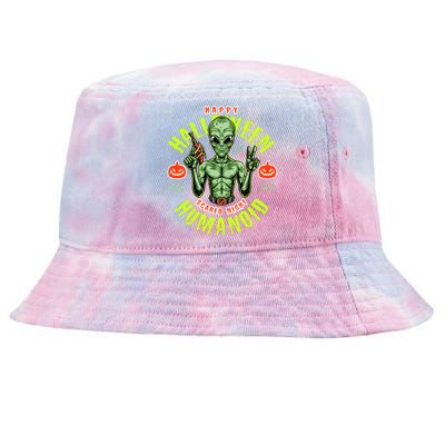 Happy Halloween Humanoid Alien Trick Or Treat Tie-Dyed Bucket Hat