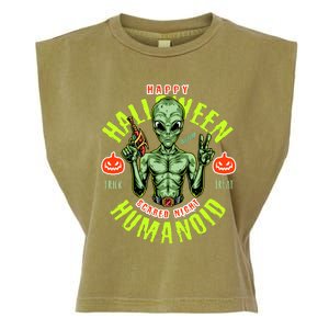 Happy Halloween Humanoid Alien Trick Or Treat Garment-Dyed Women's Muscle Tee