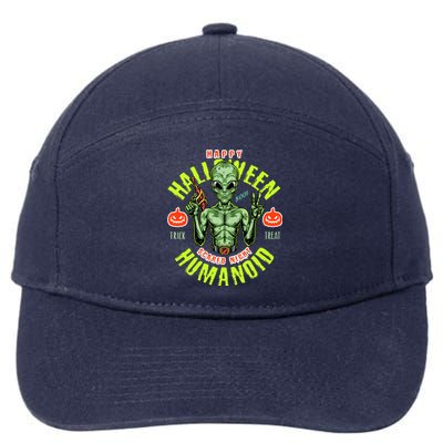 Happy Halloween Humanoid Alien Trick Or Treat 7-Panel Snapback Hat