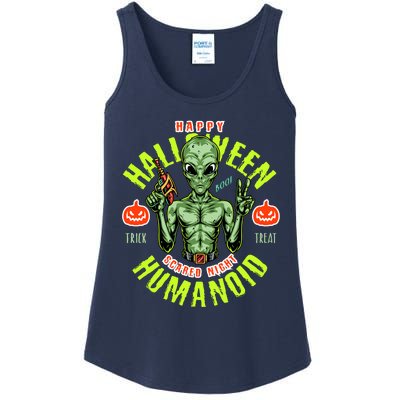 Happy Halloween Humanoid Alien Trick Or Treat Ladies Essential Tank