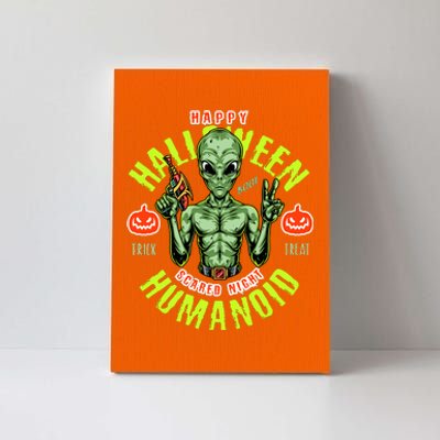 Happy Halloween Humanoid Alien Trick Or Treat Canvas