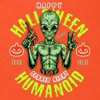 Happy Halloween Humanoid Alien Trick Or Treat Polo