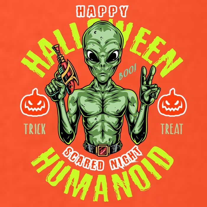 Happy Halloween Humanoid Alien Trick Or Treat Polo