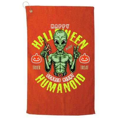 Happy Halloween Humanoid Alien Trick Or Treat Golf Towel