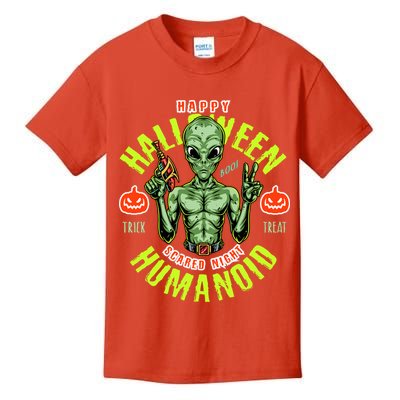 Happy Halloween Humanoid Alien Trick Or Treat Kids T-Shirt