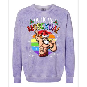 Ho Ho Ho Mosexual Gay Santa Costume Rainbow Lgbt Pun Xmas Colorblast Crewneck Sweatshirt