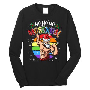 Ho Ho Ho Mosexual Gay Santa Costume Rainbow Lgbt Pun Xmas Long Sleeve Shirt