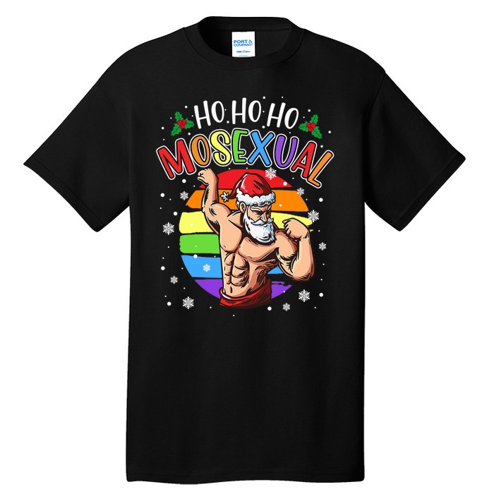 Ho Ho Ho Mosexual Gay Santa Costume Rainbow Lgbt Pun Xmas Tall T-Shirt