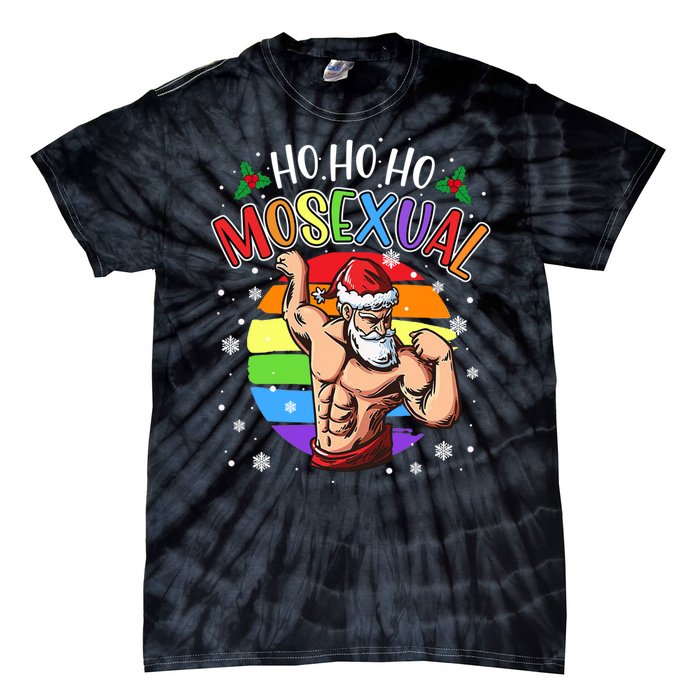 Ho Ho Ho Mosexual Gay Santa Costume Rainbow Lgbt Pun Xmas Tie-Dye T-Shirt