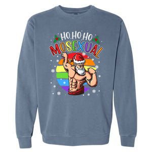 Ho Ho Ho Mosexual Gay Santa Costume Rainbow Lgbt Pun Xmas Garment-Dyed Sweatshirt