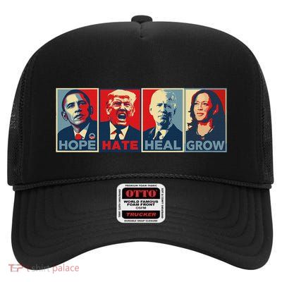 Hope Hate Heal Grow High Crown Mesh Back Trucker Hat