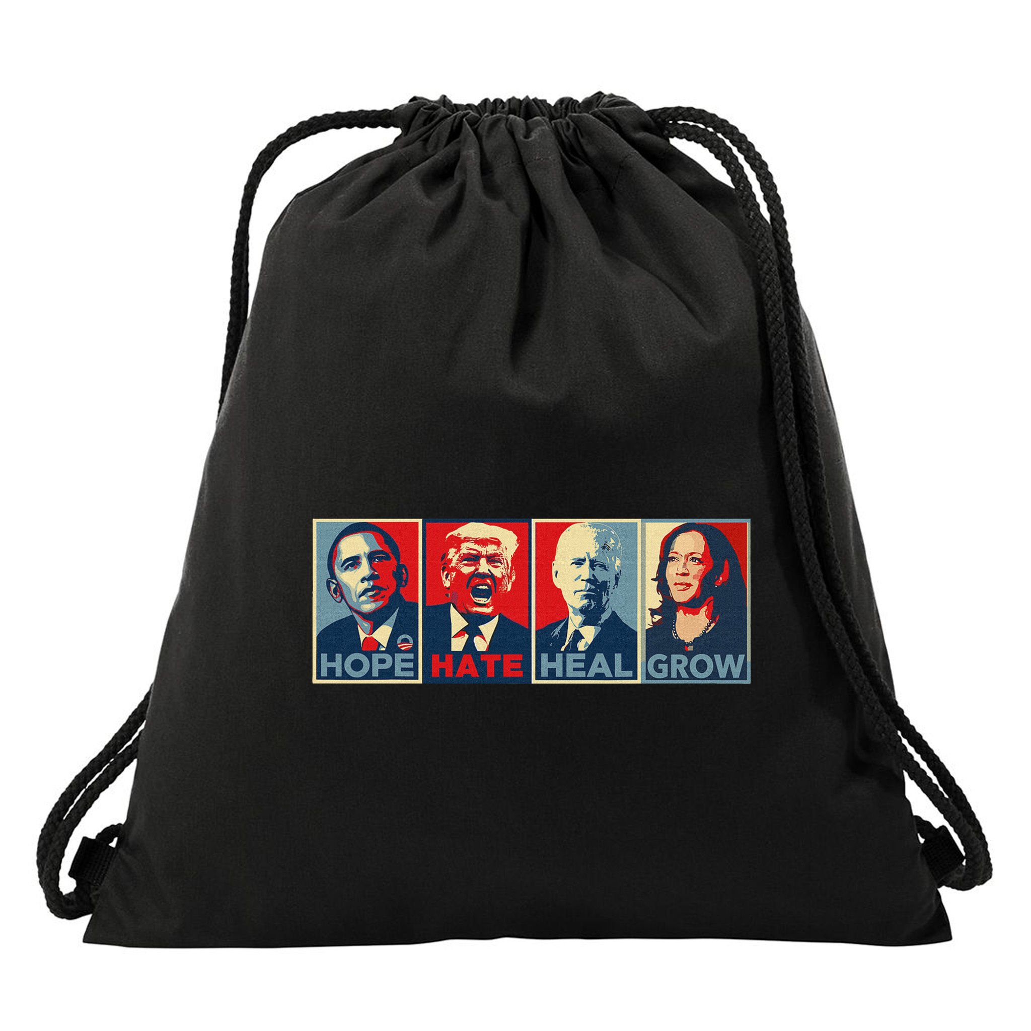 Hope Hate Heal Grow Drawstring Bag